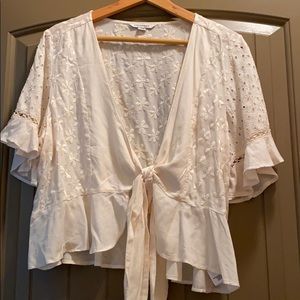 Front tie peplum top